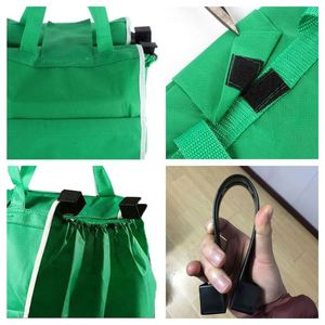 <b>Foldable</b> Shopping Bags Reusable Large Trolley Clip-To-<b>Cart</b> Grocery Supermarket Storage Bags Portable Green Cloth Handbags - Product Image 3