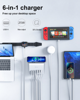 Estación de Carga USB de 35W y 6 Puertos, 3C3A, Cargador de Escritorio Universal con Cable de 1.8M, Enchufe Estadounidense, ETL 5V/3A
