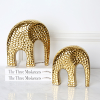 Pièces de décoration pour la maison en céramique, éléphant peint en or de style nordique, ornement d'éléphant pour le salon, accessoires de décoration