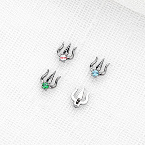 Boucles d'oreilles Trident en alliage de titane avec zircon incrusté, clous de cartilage, bijoux de piercing tendance pour soirée - Product Image 3