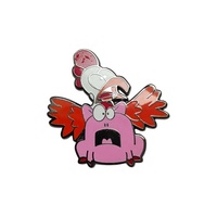 Pin esmaltado, máquina de prensado duro, personalizado, barato, Popular, gran Gallo rojo y Rana rosa