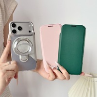 Étui de téléphone à rabat IMD pour iPhone 12-18 Pro Max, support magnétique pour cartes, coque de protection antichoc électro-plaquée