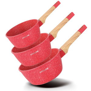 Ensemble <span class=keywords><strong>de</strong></span> casseroles effet bois 14/16/18cm, antiadhésives, compatibles induction, en pierre Maifan, marbre, simplicité moderne, 3 pièces - Product Image 5