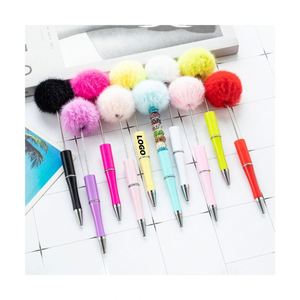Stylo à bille créatif DIY avec perles, cadeau promotionnel personnalisé mignon, stylos en fourrure adorables en gros - Product Image 1