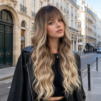 Perruque synthétique résistante à la chaleur, sans colle, avec ligne de cheveux naturelle, ondulations longues et ondulées, couleur blond cendré, pour femmes, fournie directement par l'usine