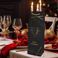 Sac en papier pour bouteille de vin de Noël, emballage cadeau biodégradable décoratif avec impression personnalisée, aspect haut de gamme