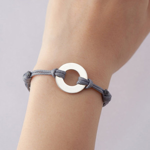 Plata Oro Rosa Oro Círculo Con Cuerda Nudo Hecho A Mano Pulsera Pareja Acero Inoxidable Texto Grabado Nombre Encanto Pulsera - Product Image 2