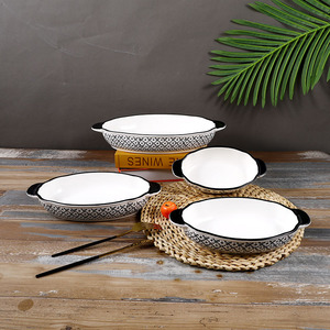 Nuovo Set di 4 Pezzi di Stoviglie in Ceramica Nordica Moderna con Doppio Manico e Logo Personalizzato, Teglie Antiaderenti per <span class=keywords><strong>Pizza</strong></span> e Torte (Eco-Friendly) - Product Image 1