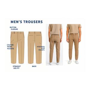 Mens Cotton Stretch Pants 98 Percent Cotton Slim Fit Casual <b>Trousers</b> Comfortable Everyday Wear Smart Casual Office <b>Travel</b> - Product Image 6