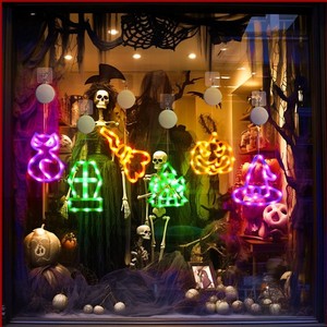 Guirnalda de Luces LED Decorativas de Halloween, Alimentadas por USB, con Calabazas Colgantes, Gatos, Sombreros de Bruja, Casas Encantadas, Ataúdes y Escobas, Decoración para Fiestas - Product Image 4