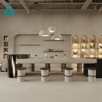Nouveau design de kiosque alimentaire en bois massif pour centre commercial, design d'intérieur commercial populaire, comptoir à café moderne et créatif en bois MDF
