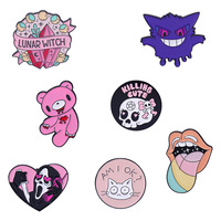 Grotesque crâne horreur amour rose bouche ours sac à dos broche mal série Blouse Badge épingles unisexe vêtements accessoire décoration