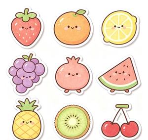 Pegatinas decorativas de frutas troqueladas autoadhesivas personalizadas al por mayor para diario, manualidades y decoración de regalos - Product Image 1
