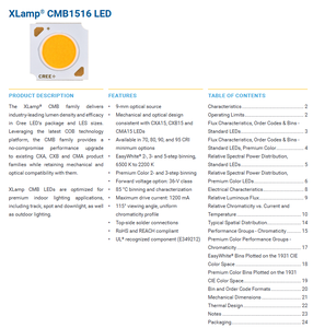 ชิปไฟ LED COB รุ่น CMB1516-0000-000N0H0A30G CMB1516-36V สีขาว 3000K ให้ความสว่าง 155 ลูเมน/วัตต์ และมุมมองภาพ 115 องศา - Product Image 2