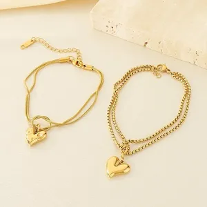 สร้อยข้อมือชุบทอง18K ทำจากสแตนเลสสตีลกันน้ำจี้เครื่องรางสำหรับผู้หญิงของขวัญงานปาร์ตี้ - Product Image 1