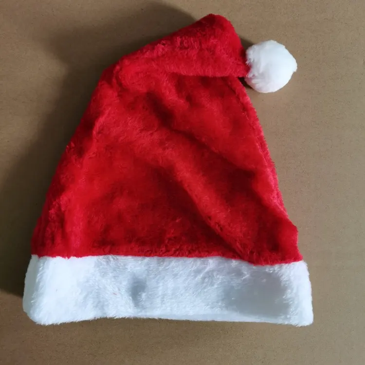 Wholesale Hight Quality Winter Knitted Red White Plush Christmas Decorations Santa Hat