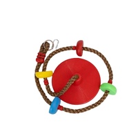 Columpio de Disco Colorido con Plataformas de Cuerda para Escalar, Columpio Infantil para Interiores y Exteriores