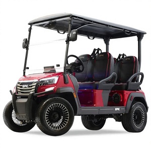 Electric <b>Golf</b> Cart 4 Wheels 24V Lithium Battery Double Motor 400W Modern Style Red Roof Black Seats - Product Image 1