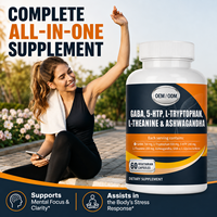 OEM Private Label GABA 5-HTP L-Tryptophan L-Theanin Ashwagandha Kapseln 60 Stück Schlaf Entspannung Stimmungsunterstützung Nahrungsergänzungsmittel