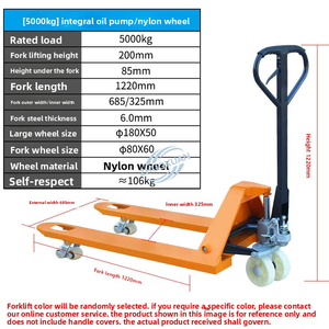 Chariot élévateur manuel à palettes pour charges lourdes industrielles, chariot élévateur à palettes à manivelle de 80 mm, roues solides en nylon PU résistantes à l'usure - Product Image 4
