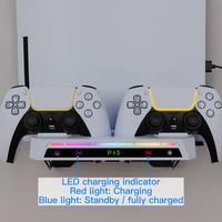 Support mural RGB avec base de charge pour PS5 Slim/Pro, ventilateur de refroidissement pour PS5/PS5 Edge, avec station de charge pour manettes