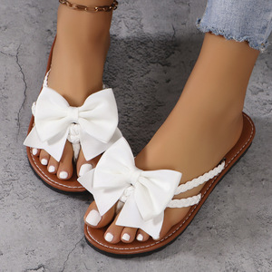 Nouvelles <span class=keywords><strong>tongs</strong></span> d'été 2026 pour femmes européennes et américaines, grande taille 43, tendance mode, ouvertes pour la plage, avec nœud décoratif - Product Image 5