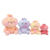 Ensemble de poupées en peluche HUGMEI couleur macaron, quatre pièces, douces et mignonnes, assises, environ 25 cm, OEM ODM personnalisé