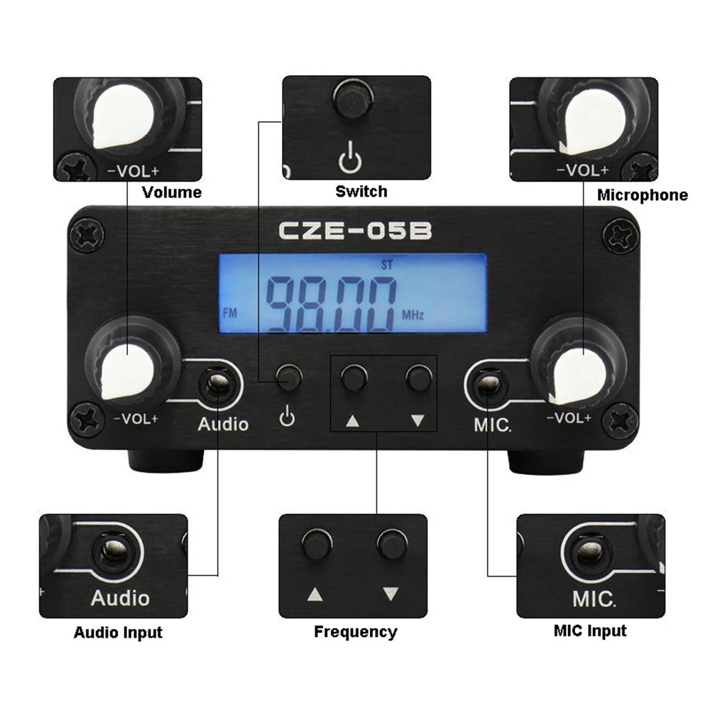 PLLステレオFMトランスミッターラジオ放送局CZE-05B mW/500mW