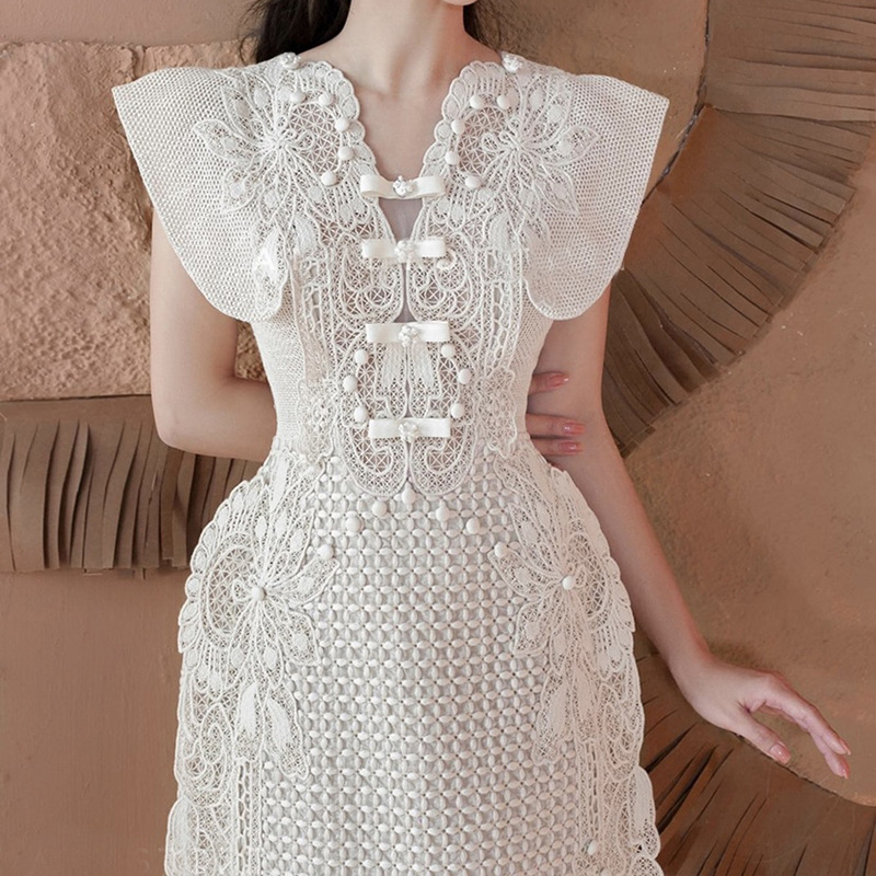 Women's New Lace Jacquard Waist White Dresses Fashion Style| Alibaba.com