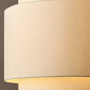 Lampe suspendue en tissu de lin style tambour à étages, finition couleur avoine, pour restaurant, villa, boutique, hôtel - Product Image 2