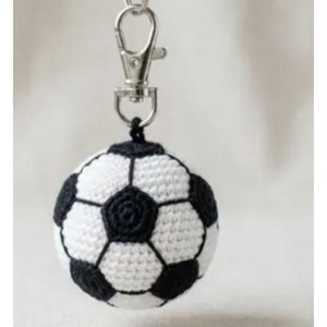 <b>Small</b> Cute Handmade Crochet Football Keychains Customizable Low MOQ Crochet Sports Ball Keychain Soft Plush Soccer Ball Keyring - Product Image 1