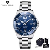 Montre de plongée pour homme en acier inoxydable, résistante à l'eau jusqu'à 300 m, mouvement mécanique, verre, luxe, alarme, calendrier perpétuel, analogique