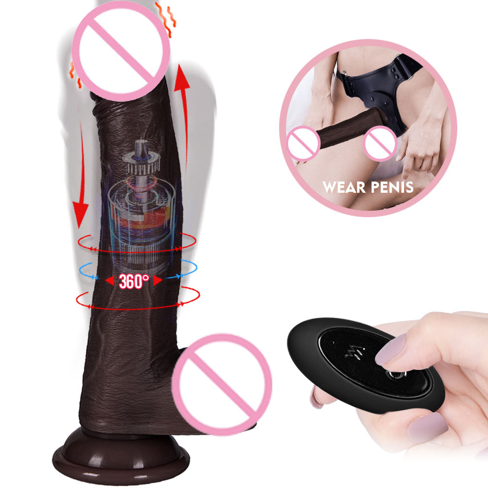 8.6 Inch Black Realistic Dildo - Remote Control Thrusting