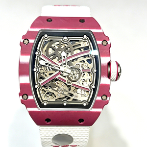 Nuevo Reloj Mecánico de Esqueleto para Hombre 2026, de Alta Gama, con Caja de Fibra de Carbono Rosa, Estilo Tonneau, Deportivo, Resistente al Agua y Duradero - Product Image 1