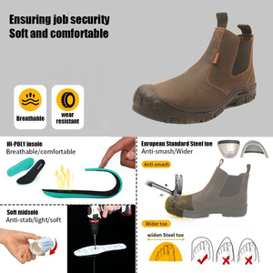 Chaussures de sécurité industrielles <span class=keywords><strong>SAIAN</strong></span> Crazy Cow Leather pour chantier et usine, avec embout en acier anti-écrasement et semelle intermédiaire en plaque d'acier, en maille respirante - Product Image 3