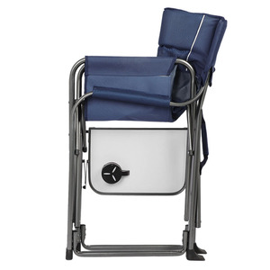 Chaise de directeur ergonomique en acier avec dossier et accoudoirs hauts, avec ou sans table latérale, pliable et portable pour la pêche en plein air, le camping, le barbecue - Product Image 2