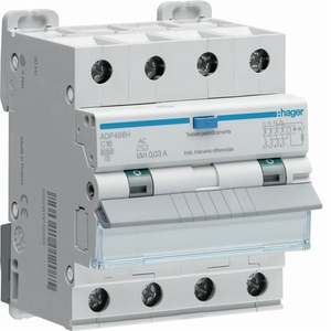 AFM460H Personalizzabile con RCBO Hagers 6000A 4P curva C 10A tipo A 300mA 4M - Product Image 1