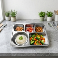 Plateau alimentaire en acier inoxydable SUS304 de 0,5 mm, durable et de qualité supérieure, avec logo personnalisé, pour hôtels professionnels, procédé de repoussage profond