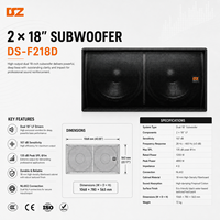 Subwoofer Doble de 18 Pulgadas y 1200W, Subwoofer de Bajos para DJ, Equipo de Audio