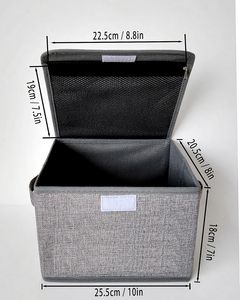 25.5*20.5*19cm <span class=keywords><strong>Cube</strong></span> pliable <span class=keywords><strong>pour</strong></span> lin tissu poignée latérale fermeture éclair étiquette visible usage domestique meubles rangement bac tiroir boîte - Product Image 2