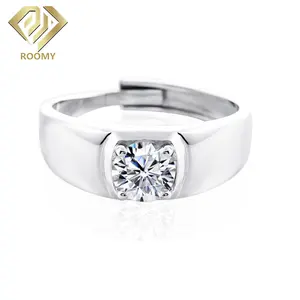 Hiphop Mannen Vingerring 11Mm Ronde D Vvs1 Moissanite 925 Zilveren Sieraden Aangepaste Ring