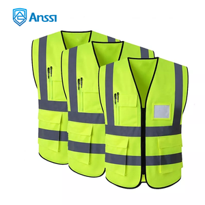 कस्टम उच्च दृश्यता परावर्तक फ्लोरोसेंट कार्यकर्ता बनियान पॉलिएस्टर निर्माण सुरक्षा बस्तियां सड़क सुरक्षा स्टॉक - Product Image 6