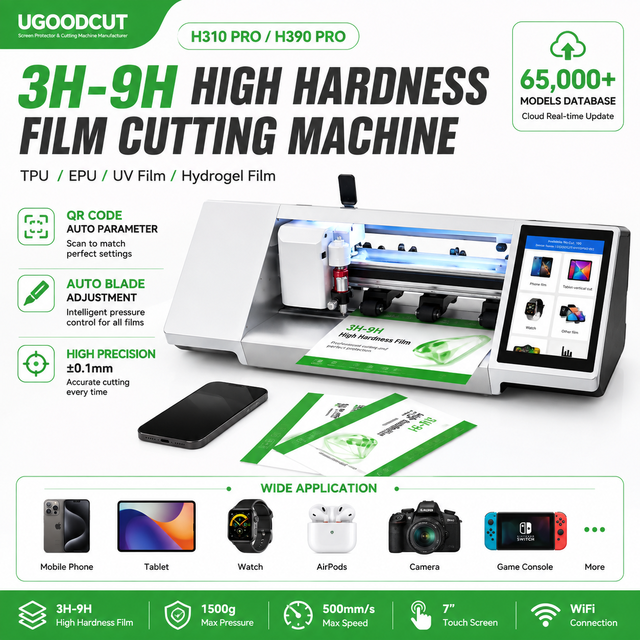 2026 New H390 Pro 3H 5H 7H 9H High Hardness Film Cutting Machine TPU Hydrogel UV Screen Protector Cutter for Mobile Phone