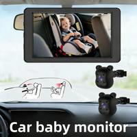 Monitor para Bebés con Cámara para Auto, 5.0 Pulgadas, Resolución Full HD 1080P, 120° °   Cámara HD para Bebés en el Asiento Trasero del Coche, Monitor para Bebés en Silla de Auto CM500