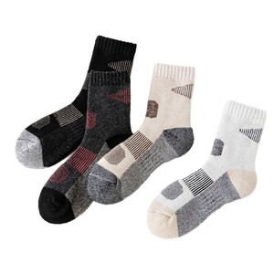 Merino <b>Wool</b> Crew <b>Socks</b> Thickened Mid Calf Outdoor Hiking <b>Socks</b> For Men Women Color Blocking Pattern - Product Image 4