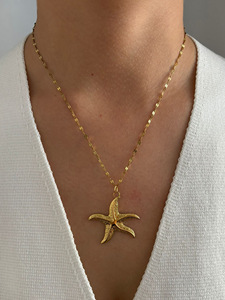 MECYLIFE 18K Gold Bohemia <strong>Jewelry</strong> Summer <strong>Jewelry</strong> Ocean Animal <strong>Turtle</strong> Starfish Conch Shell Necklace Stainless Steel Beach <strong>Jewelry</strong> - Product Image 4
