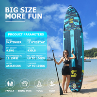 Planche de paddle gonflable large Skatinger Asiaticus 11'6"x35"x6" pour la pêche, le yoga et les loisirs