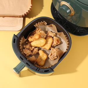 Bandeja de papel para freidora de aire, recubierta de silicona, desechable, apta para alimentos, tapete de horno cuadrado, 42 g/m² - Product Image 2