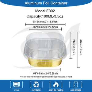 Molde Cuadrado Desechable de 100 ml para Postres, Mini Vasos de Aluminio para Alimentos, Molde para Hornear Muffins, Molde para Mousse, Gelatina, Pudín y Pastel - Product Image 6