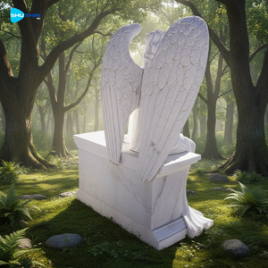 Мраморная статуя ангела для сада и кладбища — тихое памятное памятное украшение, индивидуальный дизайн, надгробие - Product Image 5